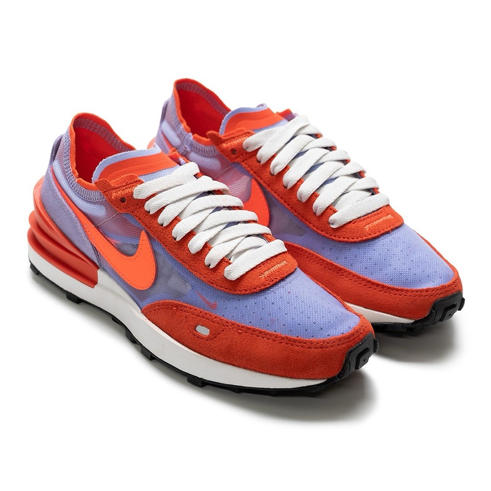 Nike Waffle Ones in Purple and Neon Orange